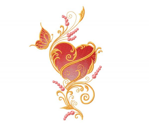Орнамент с сердцем и бабочка #0008