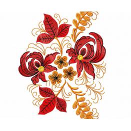 Ethnisches Muster mit roten Blumen #0010