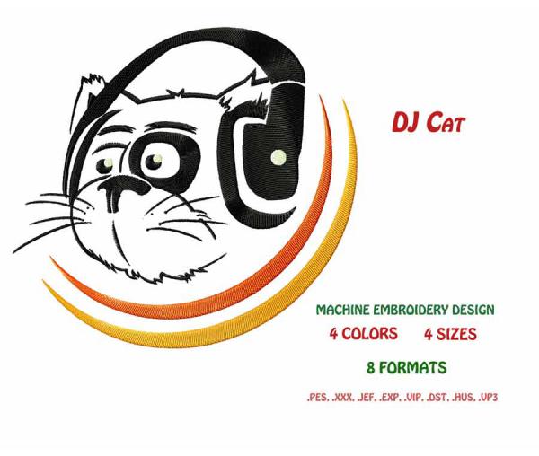 Вышивальный файл Кот DJ #0006