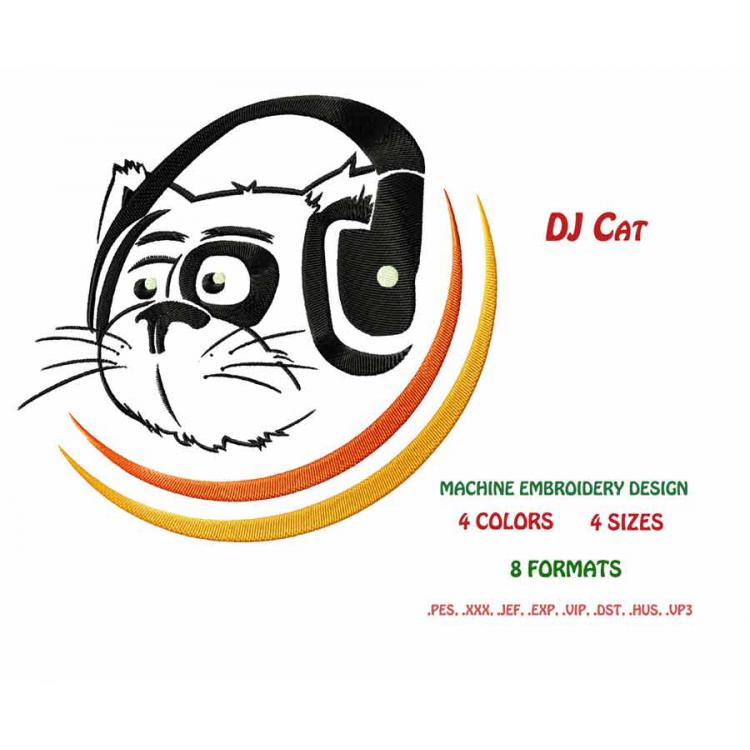 Кот DJ (Дизайн Машинной Вышивки) #0006