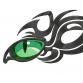 Green dragon eye embroidery in abstract style #0007