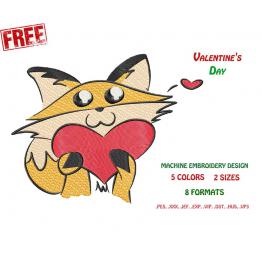 Кішка з серцем. Безкоштовний дизайн #0030
