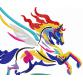 Pferd Pegasus, abstrakte Stickerei #0034