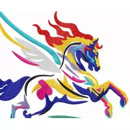 Pferd Pegasus, abstrakte Stickerei #0034