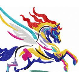 Pferd Pegasus, abstrakte Stickerei #0034