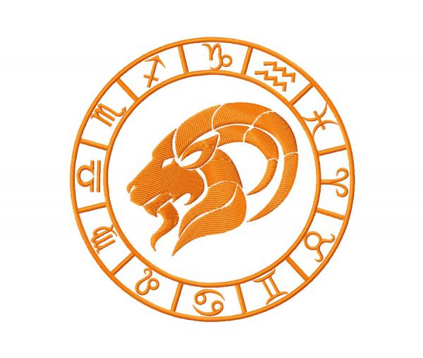Signe du zodiaque Capricorne. Motif de broderie machine #0056