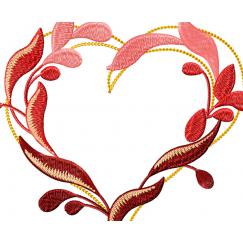 Сердечко из листьев. Бесплатный Дизайн Машинной Вышивки #0058