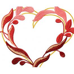 Сердечко з листя. безкоштовний дизайн машинної вишивки #0058