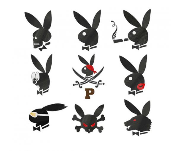 Playboy. Collection of 9 designs for embroidery on clothes #0075-kit