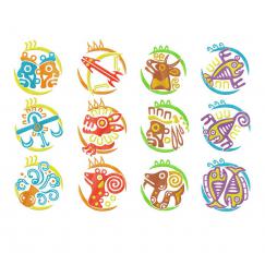 Collection de signes du zodiaque. "Aztèques" #092k