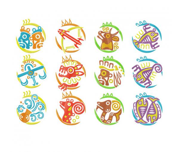 Collection de signes du zodiaque. "Aztèques" #092k
