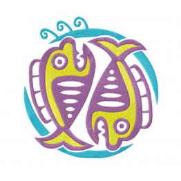 Pisces, zodiac sign. Machine stitch embroidery design #106