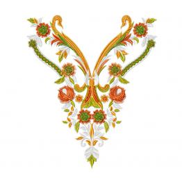 Дизайн машинної вишивки горловини з квітами #171