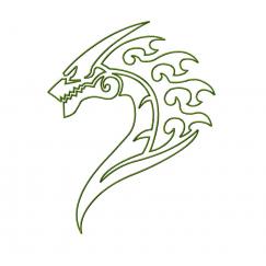 Голова дракона, контур. Дизайны машинной вышивки #209