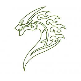 Tête de dragon, contour. Motifs de broderie machine #209