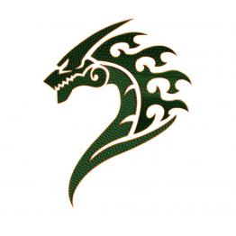 Tête de dragon vert. Fichier de broderie PES, JEF #210