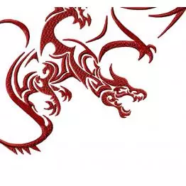 Roter Drache im Flug. Stickerei-Design. 2 Größen #240_4