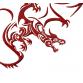 Red Dragon in flight. Embroidery design. 2 sizes #240_4