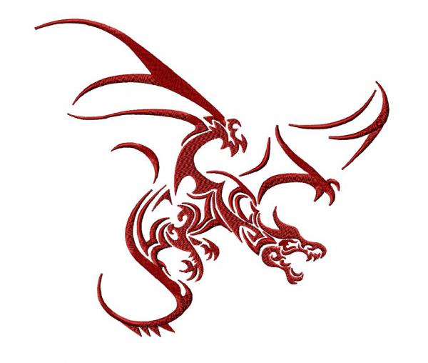 Red Dragon in flight. Embroidery design. 2 sizes #240_4