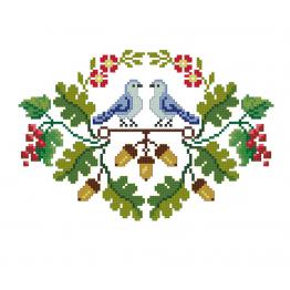 Doves, oak leaves, cross stitch blouse design #241_2