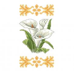 Calla flower. Ukrainian ornament. Machine embroidery design in cross stitch #249
