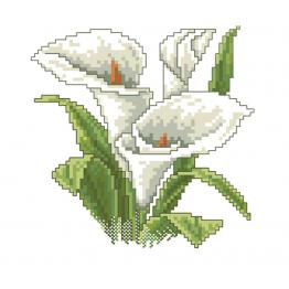Calla flower. Ukrainian ornament. Machine embroidery design in cross stitch #249
