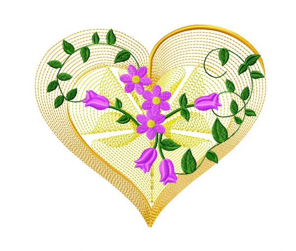 Openwork heart with flowers. Embroidery file #0298