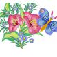 Ornement floral (papillon sur lys rouge) # 0310