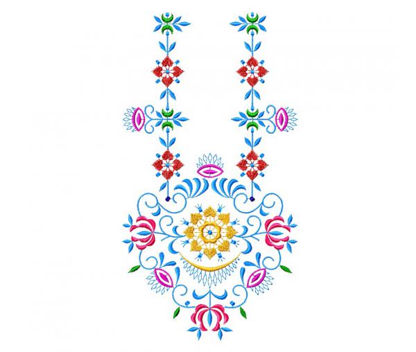 Цветочный орнамент, дизайн машинной вышивки для горловины Скачать #326