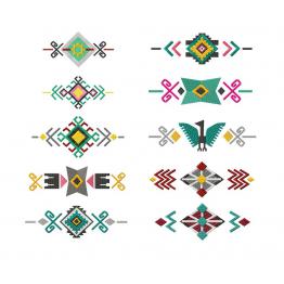 10 fragments (motifs) de la série Ornements sud-américains #0345