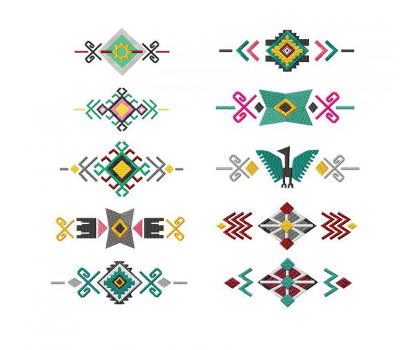 10 Fragmente (Muster) aus der Serie South American Ornaments #0345