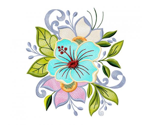 Цветочный орнамент, вышивальный дизайн #415