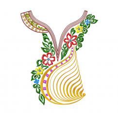 Machine embroidery designs for decorating the neck of a blouse #601
