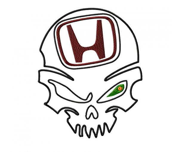Honda "Skull', logo. Embroidery design. 4 sizes #650-3