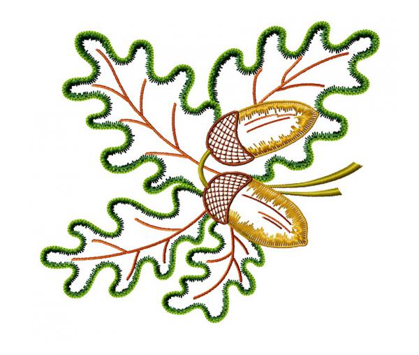 Дубовые листья. Дизайн машинной вышивки #0654-1