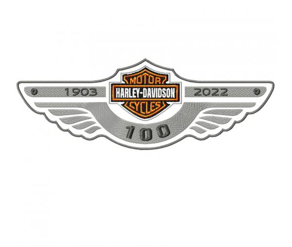 Logo Harley Davidson avec ailes. Conception de broderie. 3 tailles #659-2