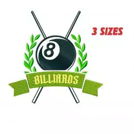 Emblème du club de billard, motif de broderie machine #NH_0682