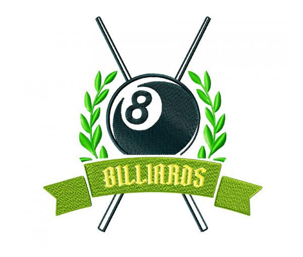 Эмблема бильярдного клуба, дизайн машинной вышивки #NH_0682